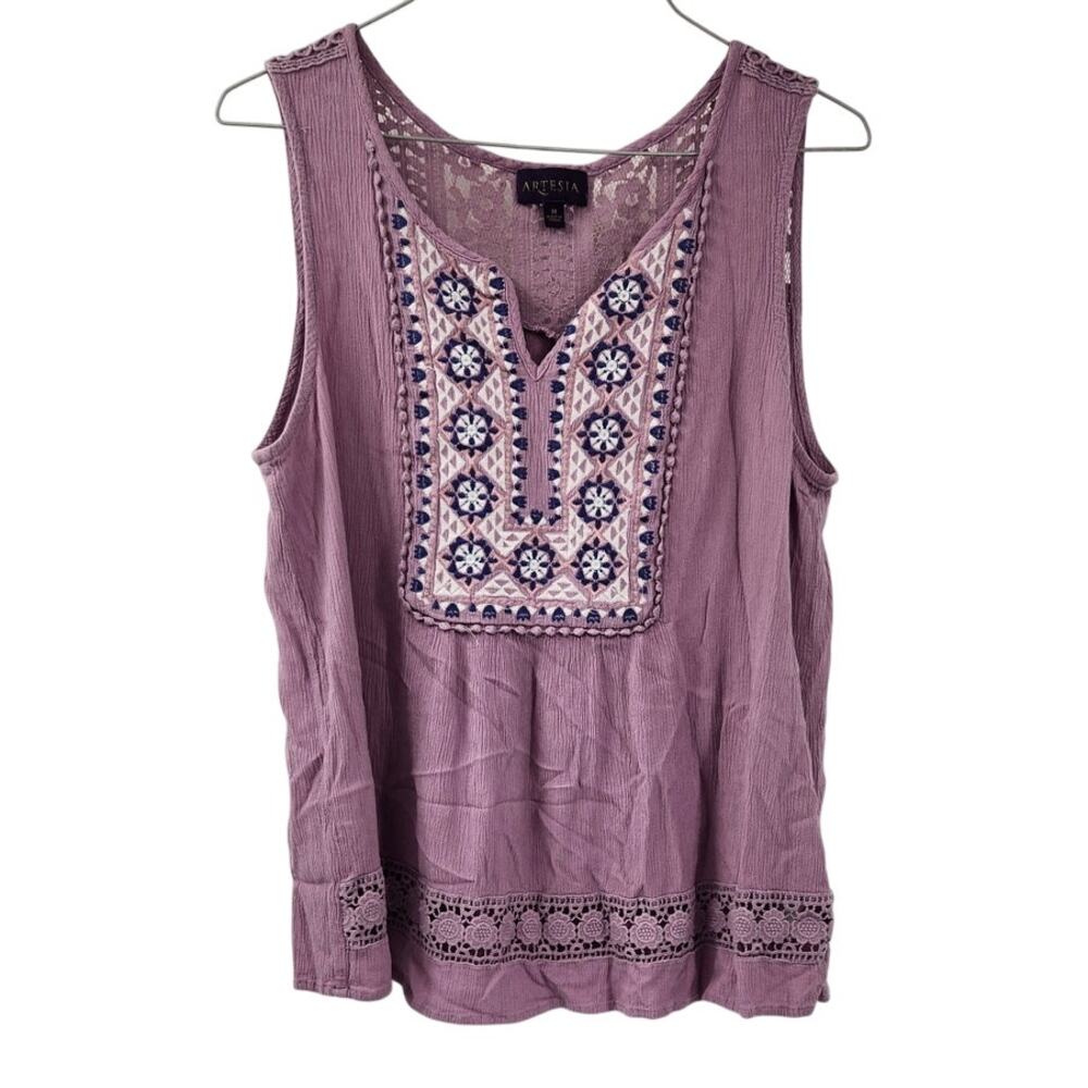 Artesia Sleeveless Purple Tank Top Womens Size Medium M